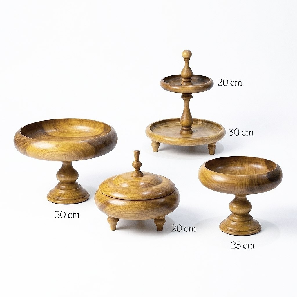 سرویس پذیرایی ۴تکه پایه دار چوب گردو رنگ روشن